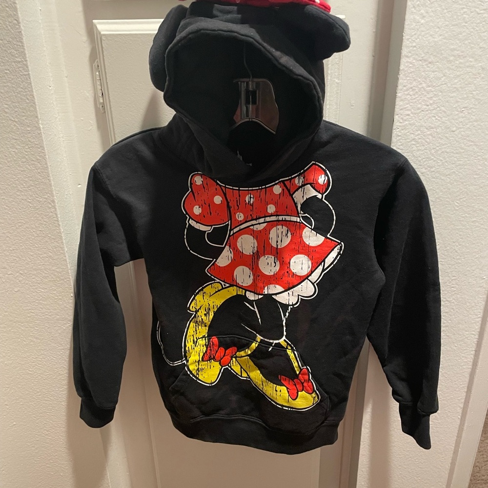 KIDS Disney Black Hoodie with Minnie polka dot design